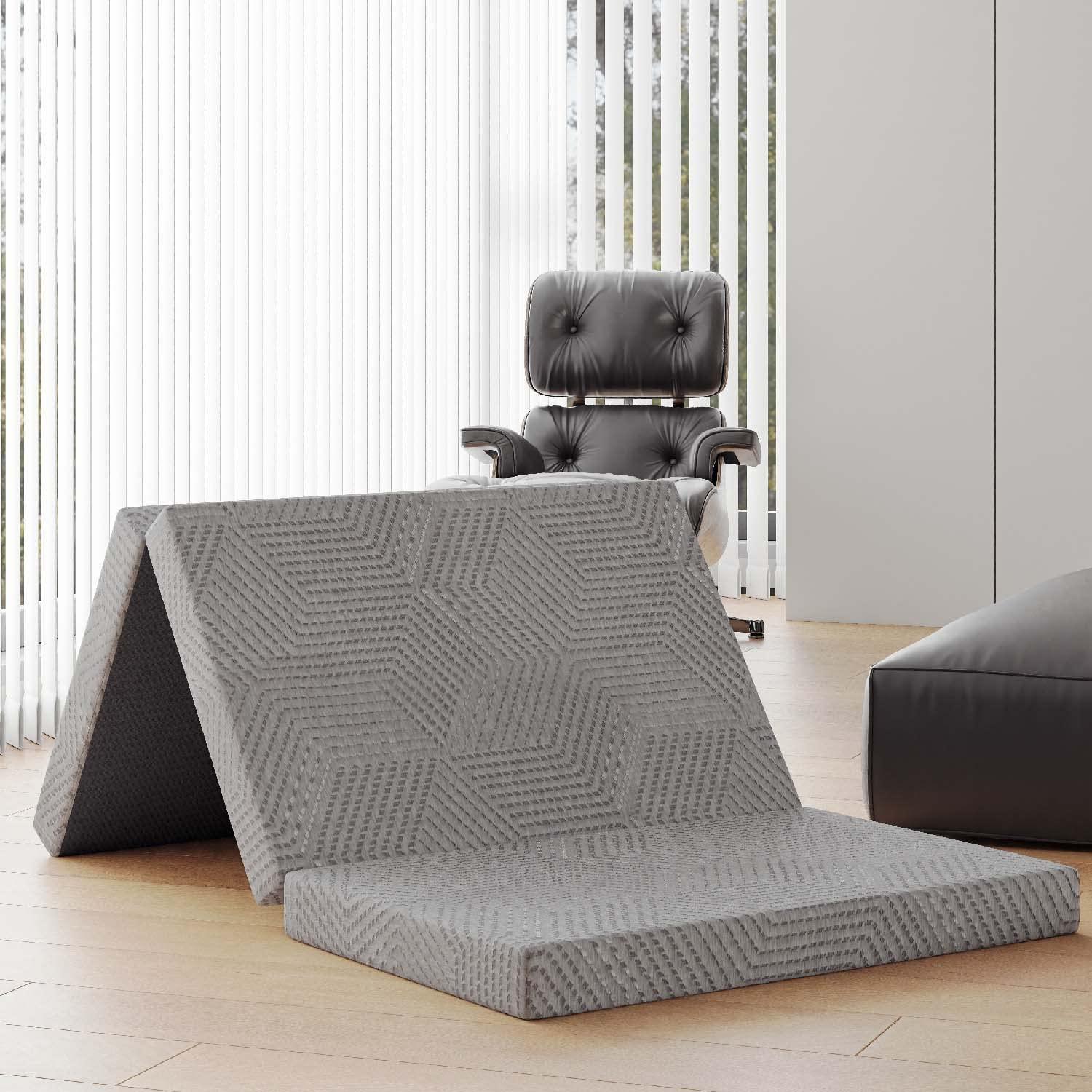 Dyonery Dyonery Folding Mattress, 4 Inch Full CertiPUR-US Certified Memory Foam Foldable Camping Mattress with Washable Cover, 75\"54\"4\", Grey