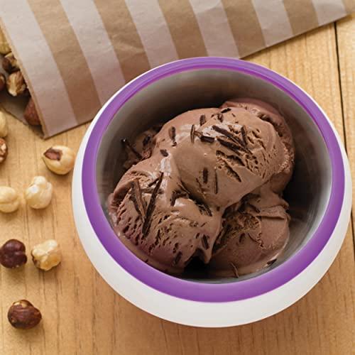 ZOKU Zoku Ice Cream Maker, Compact Make and Serve Bowl with Stainless Steel Freezer Core Creates Soft Serve, Frozen Yogurt, Ice Cream and More in Minutes, BPA-free, 6 Colors, Purple