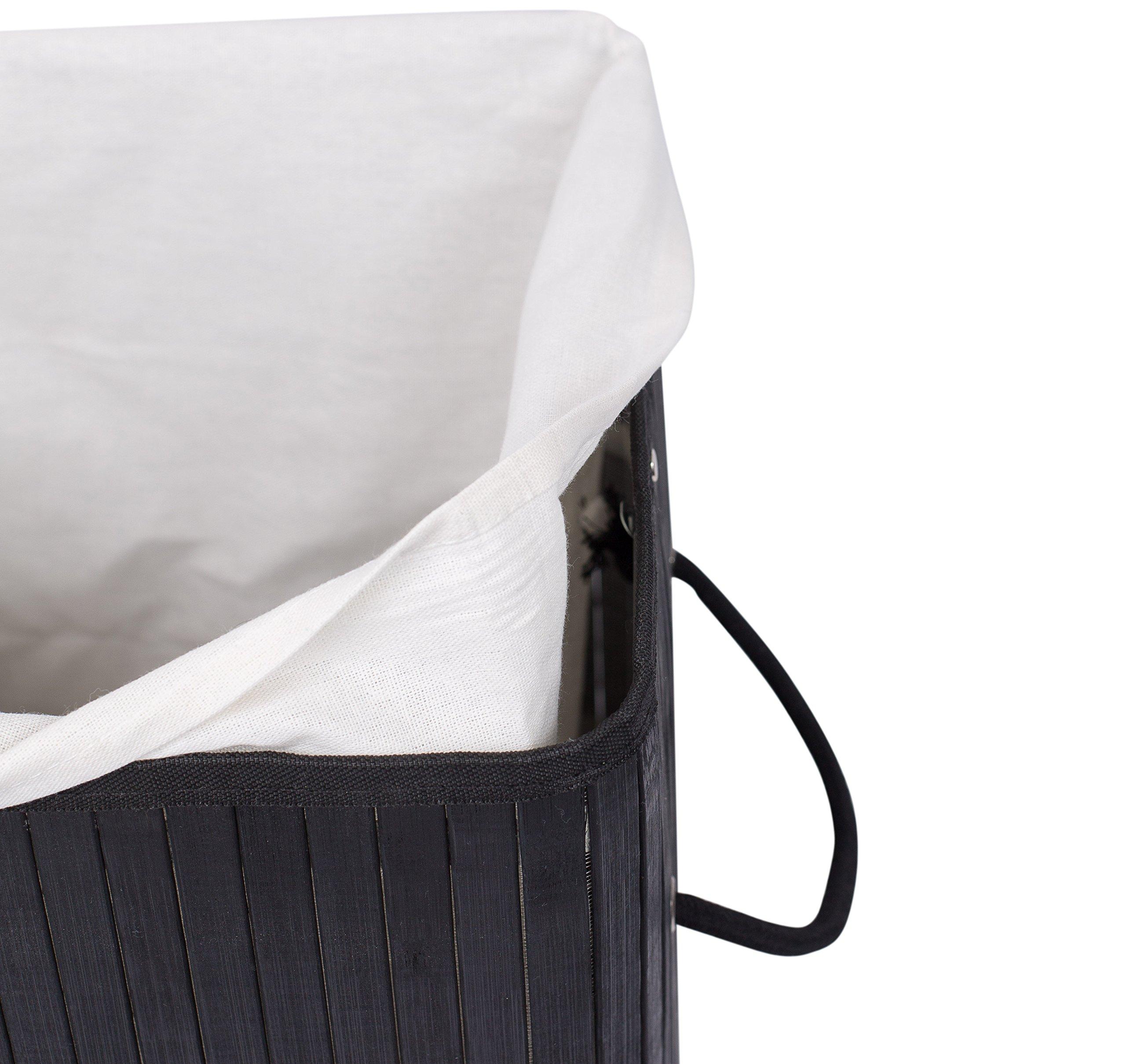 BirdRock Home BIRDROCK HOME Square Laundry Hamper with Lid and Cloth Liner, Medium Basket with Soft Handles, Durable Collapsible Fabric Bin for Clothes,Towels, Dorm, Narrow Closet, Bedroom, Dirty Laundry - Espresso