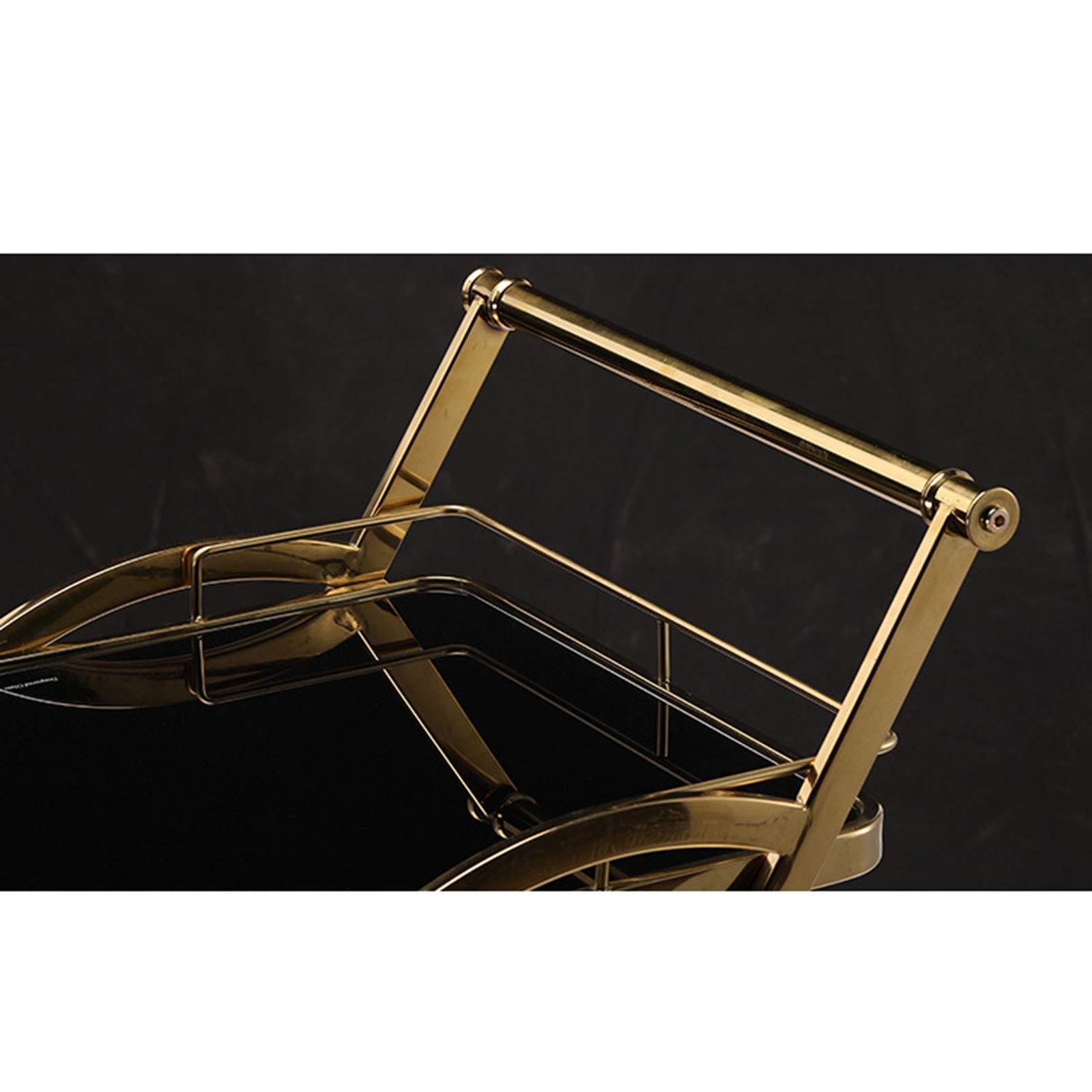 MaGiLL Bar Cart Bar Carts for Home, Mobile Wine Cart On Wheels, Wine Rack Table with Glass Holder, Kitchen Serving Trolley (Gold 70x45x88cm)