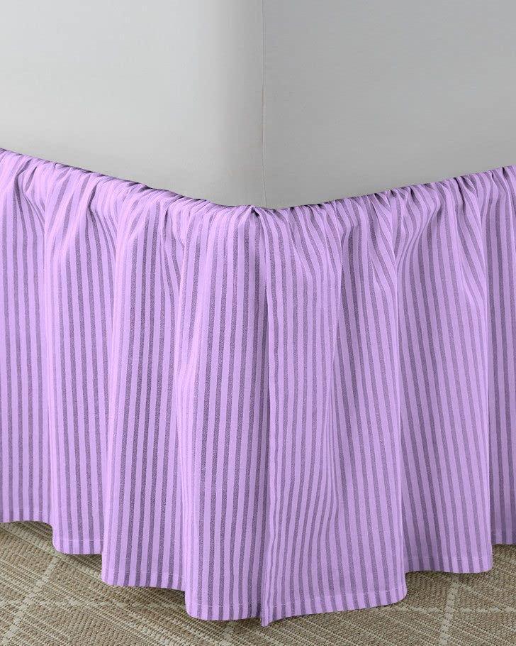 Lotus Bedding Lilac 1 Pc Dust Ruffle Striped Bedskirt 800 TC, 100% Egyptian Cotton Bed Skirt Olympic Queen 8-Inches Striped Pattern with Split Corners