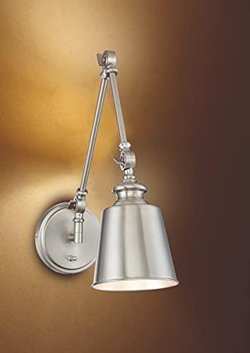 TRADE WINDS LIGHTING Trade Winds Lighting TW90033BN 1-Light Transitional Swing Arm Wall Lamp (Set of 2), 100 Watts, in Brushed Nickel