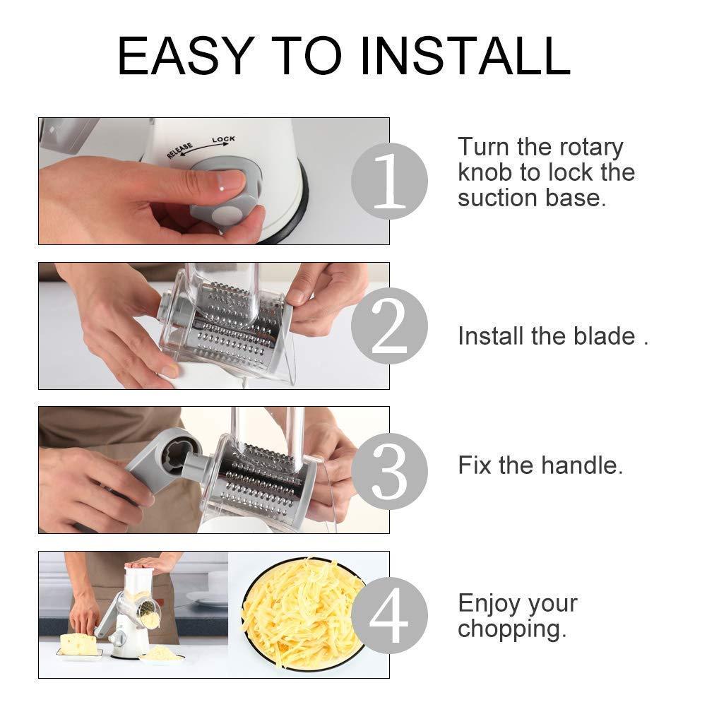 Ourokhome Ourokhome Rotary Grater Lemon Zester- Stainless Steel Cheese Grater for Fruit, Vegetable, Lemon, Cirtus
