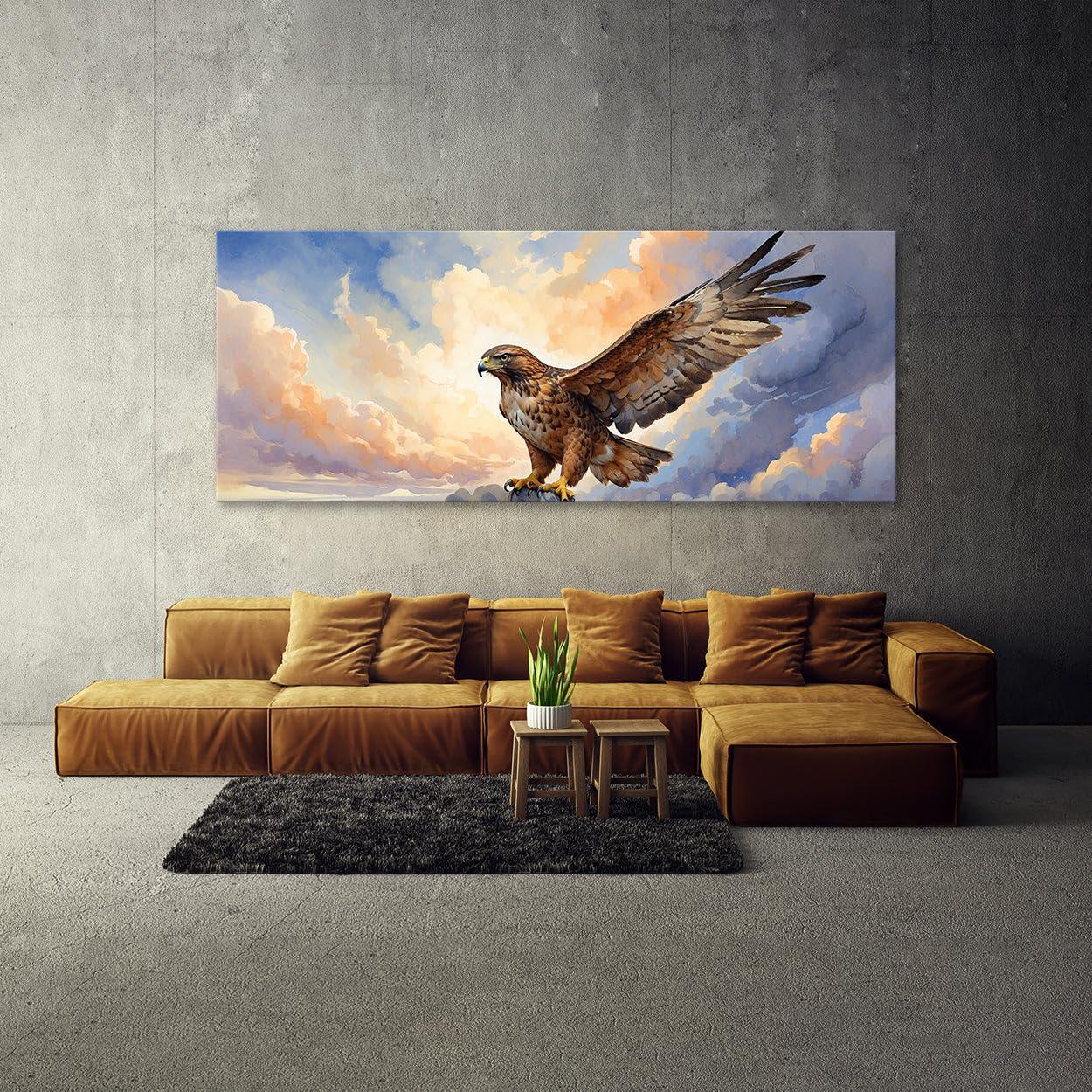 Sense Canvas Sense Canvas Hawk Boundless Horizons 63 Canvas Art - Home Decor Wall Art Print Poster Painting X-Large 60x24 / 1.5\"