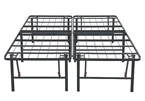 Amazon Basics Amazon Basics Bed Frame with Storage, Foldable Metal Platform, Sturdy Steel, No Box Spring Needed, 18 Inches High, Tool-Free Setup, Queen Size, Black