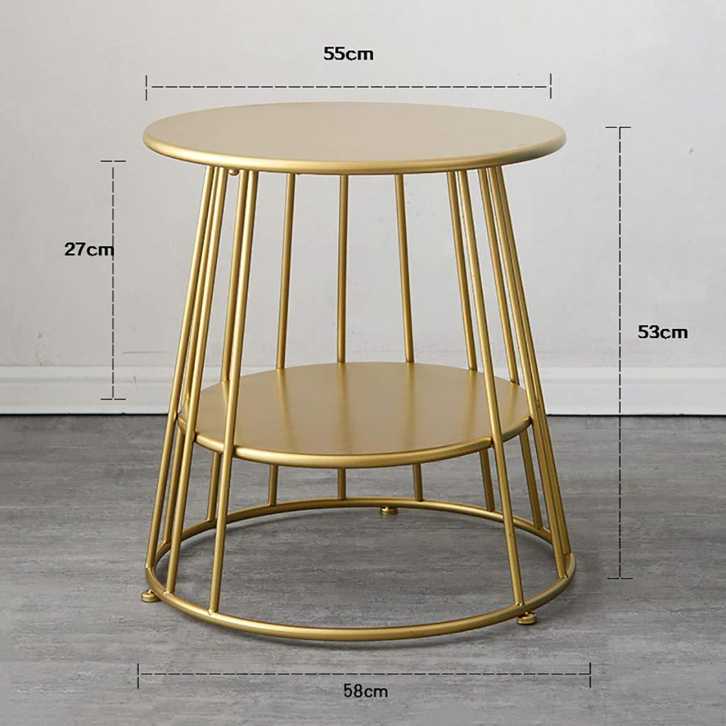 ZWJLIZI ZWJLIZI Coffee Table, European Wrought Iron Double Sofa Side Table, Round Tea Table in Living Room (55x53cm) (Color : A)