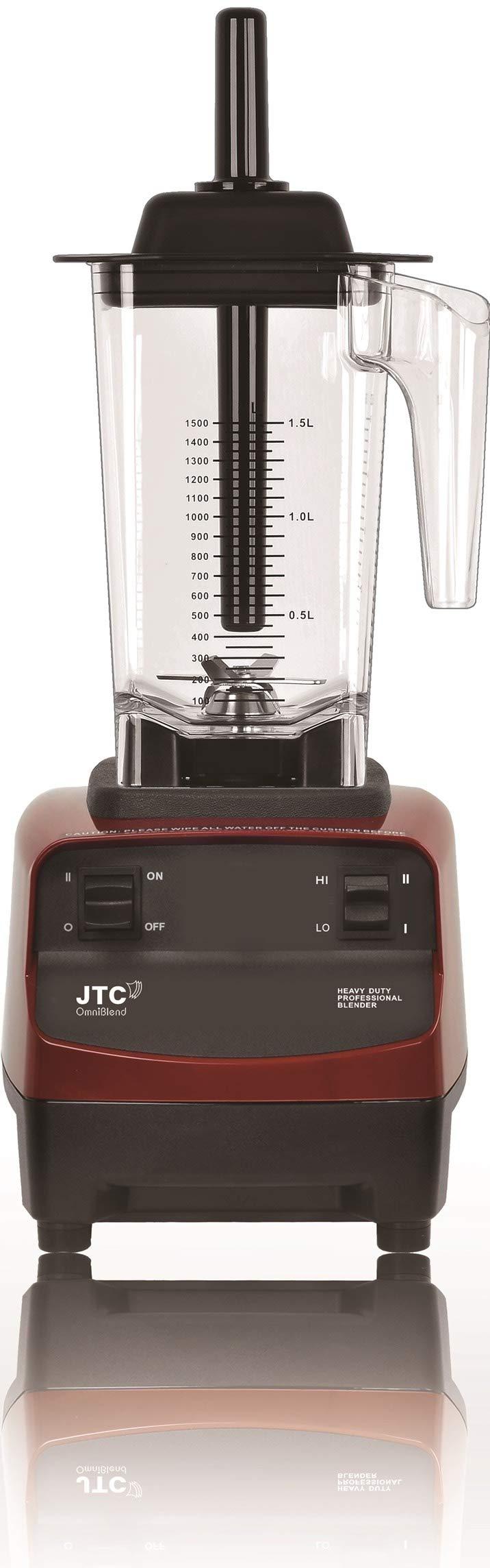 JTC OmniBlend OmniBlend III Commercial Blender for Smoothies, Heavy Duty 2-Speed, Self Cleaning, 2-in-1 Wet Dry Multifunctional, 1.5 Liter BPA-Free Shatter-Proof Jar (Maroon)