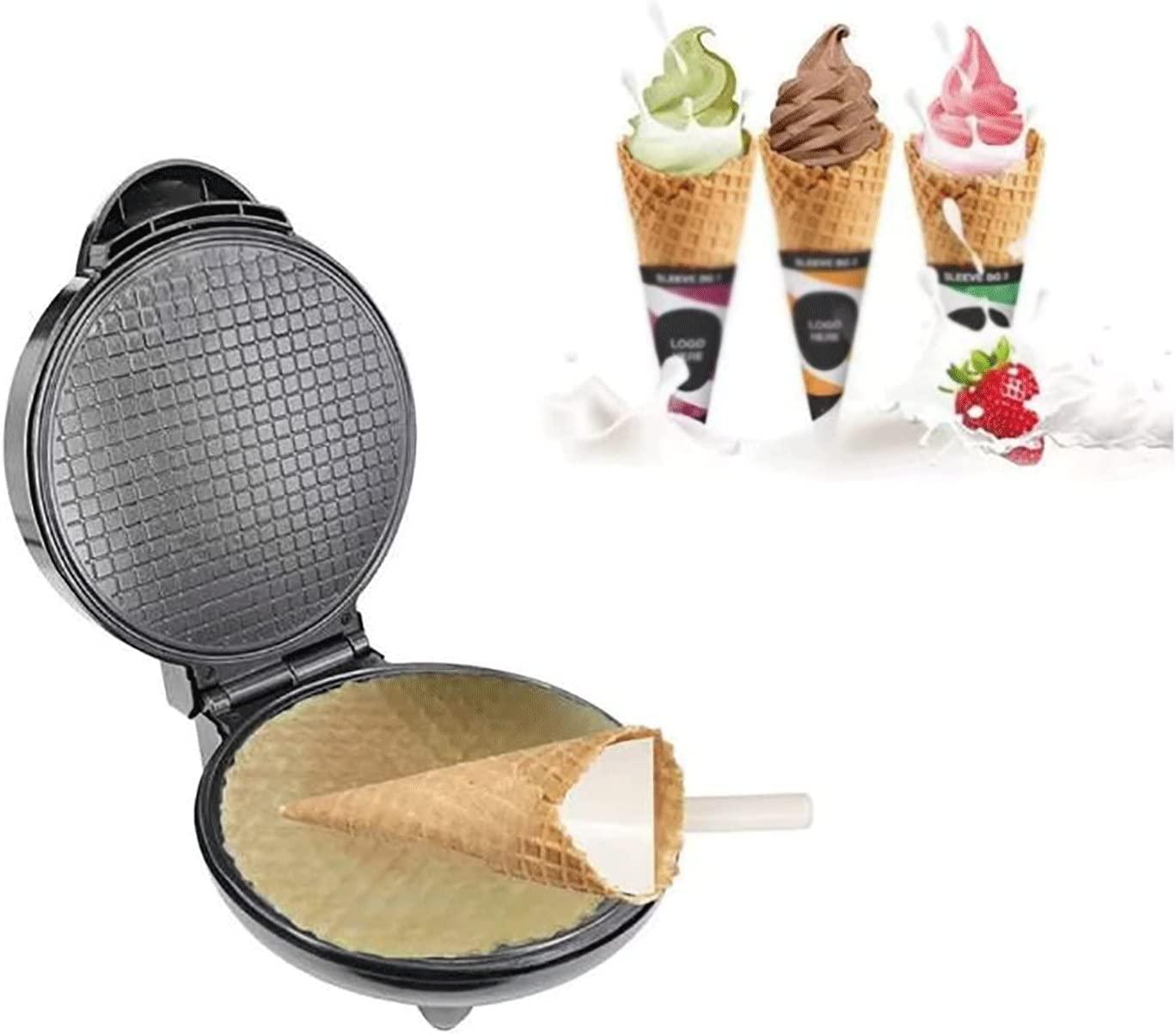 PRABOS PRABOS Waffle Cone and Bowl Maker Homemade Ice Cream Cone Iron Machine Includes Shaper Roller Suitable for Restaurant Dessert Shop Snack Family
