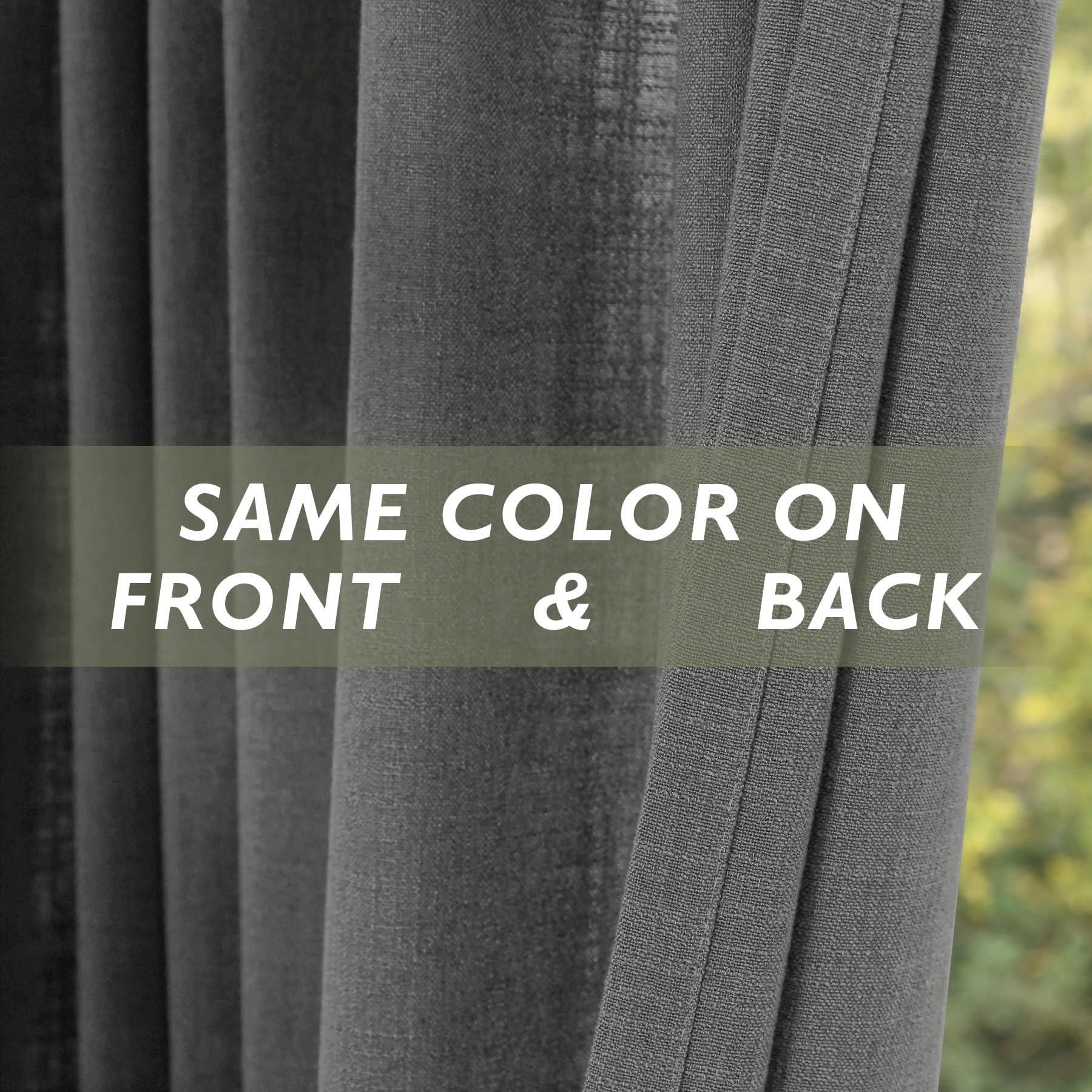 Fcosie Fcosie Dark Grey Natural Linen Extra Long Curtain with Grommets Top, Floor to Ceiling Curtains 108 Inches Long for 2 Story House, Tall Window, High Ceiling, 1 Panel, 100" Width by 108" Length