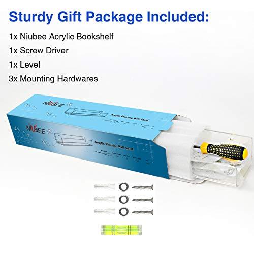 NIUBEE NIUBEE Acrylic Invisible Floating Bookshelf 24 inch,Kids Clear Wall Bookshelves Display Book Shelf,50% Thicker with Free Screwdriver