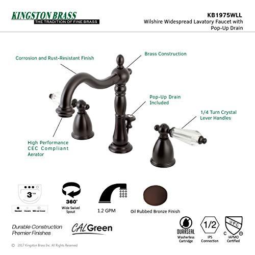Kingston Brass Kingston Brass KB1975WLL Widespread Lavatory Faucet with Retail Pop-Up, 6-1/2" in Spout Reach, Oil Rubbed Bronze