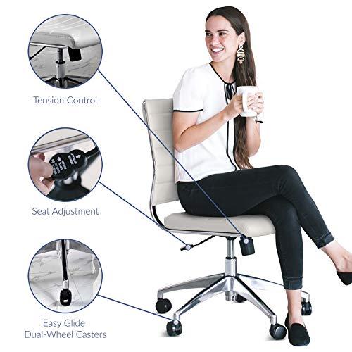Modway Modway Jive Ribbed Armless Mid Back Swivel Conference Chair In White