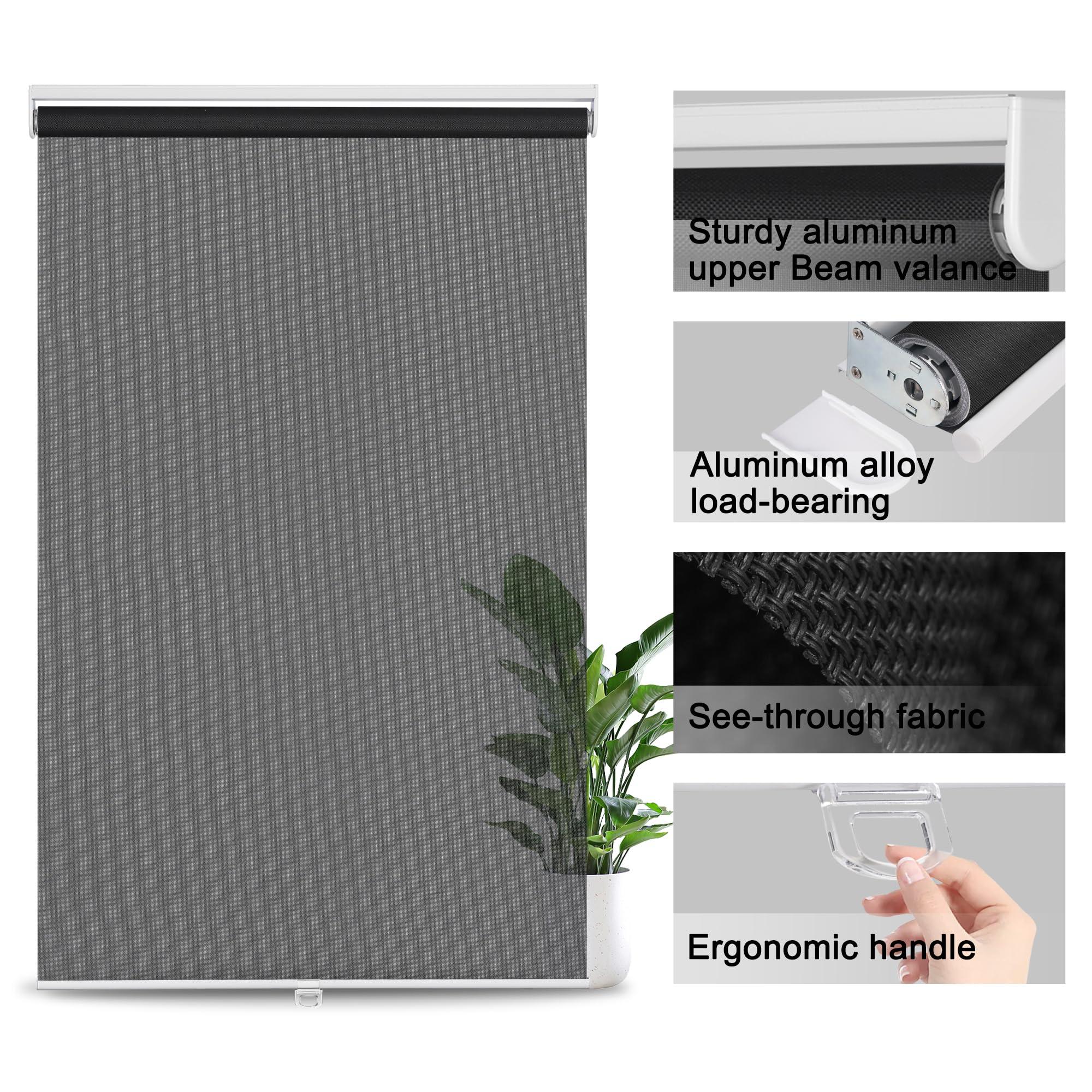 Sulugood Sulugood Light Filtering Roller Shades for Window 5% Openness Cordless Roller Blinds Solar Shades,UV Protection Fabric,Easy Installation Shades for Home, Hotel, Office,Black.54 W x 36" H