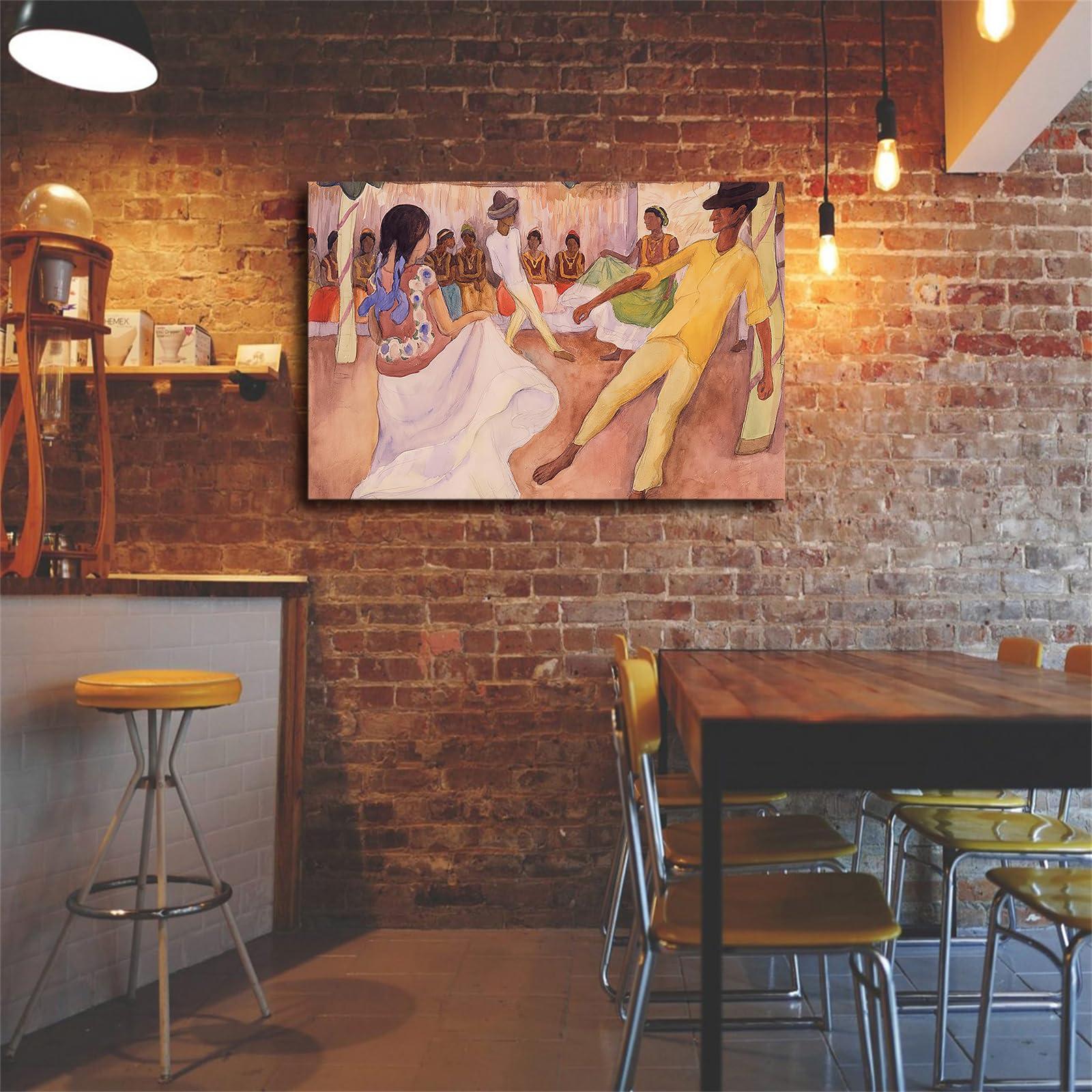 BaydoG Diego Rivera Prints Baile En Tehuantepec Canvas Poster Modern High Definition Aesthetic Holiday Gift Home Wall Art Canvas Painting Decoration (Unframed,1218inch)