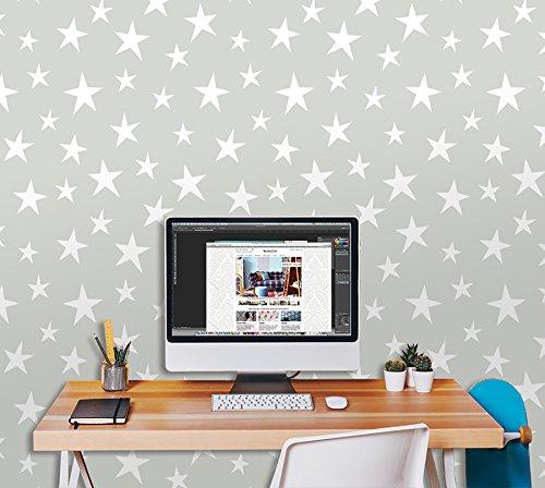 NuWallpaper NuWallpaper NU1932 Stardust Peel & Stick Wallpaper, Grey