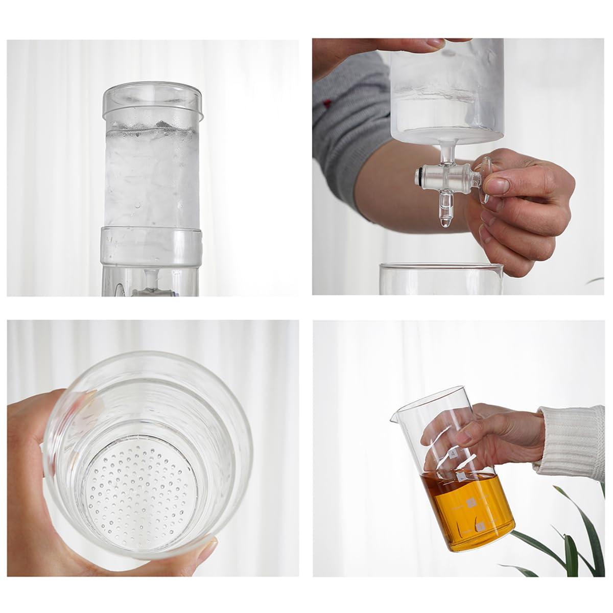 RUIFAR Cold Brew Coffee Maker Tower 400ml/13.5oz Glass Slow Drip Coffee Maker with Adjustable Dripper, Ice Drip Coffee Pot for Home, Cafe, Office, Gift for Coffee Lovers (400ml/13.5oz Cold Brew Coffee Maker)