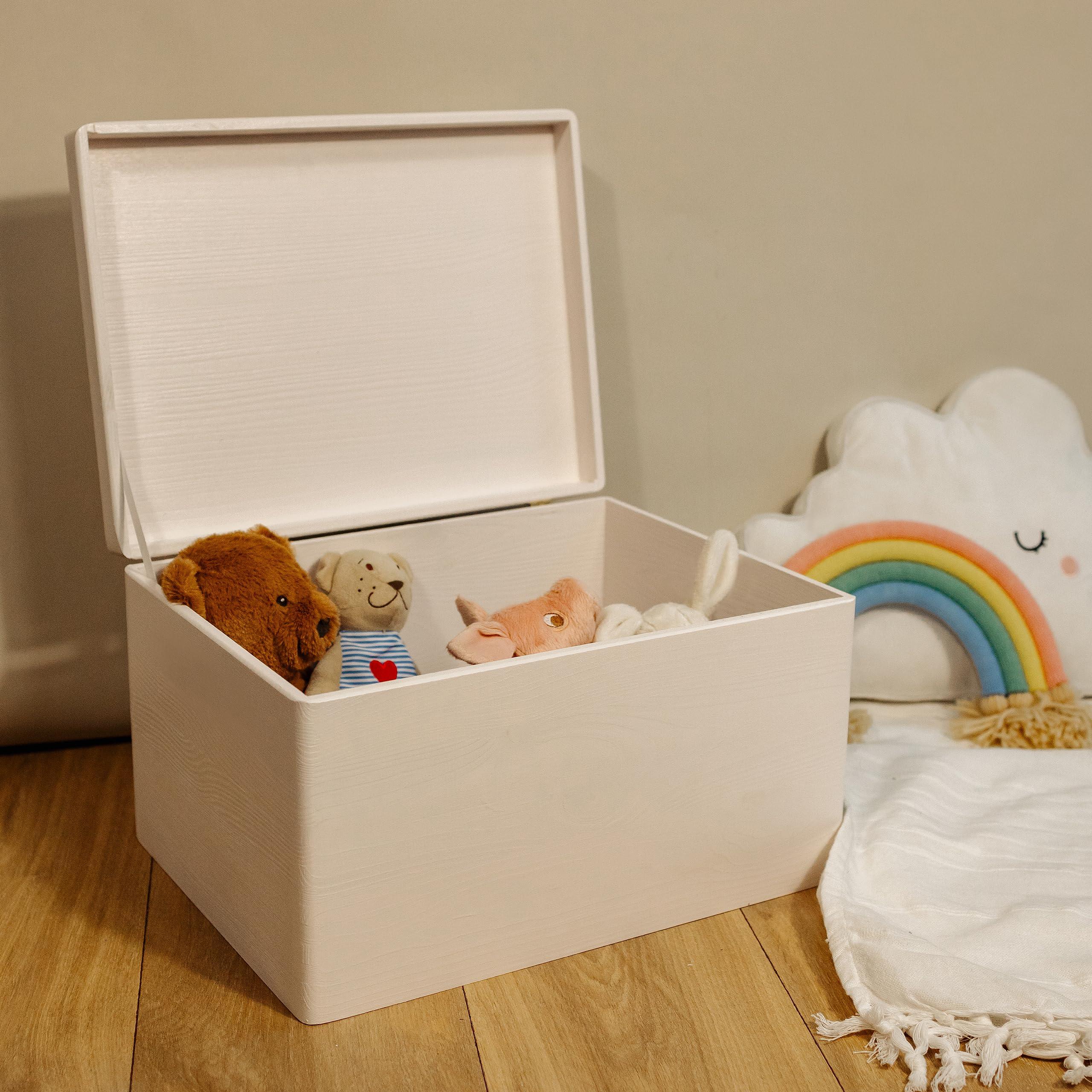 Creative Deco Creative Deco Large White Wooden Box Storage with Hinged Lid | 15.8 x 11.8 x 9.44 inches (+-0.5) | Gift Box for Tool Dog Toy Shoes Clothes Kitchen Storage Document | Wood Keepsake Chest