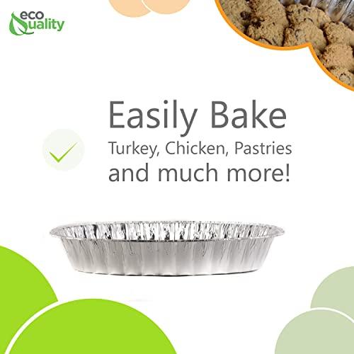 EcoQuality 90 PACK - Disposable Durable Oval Roaster Pan - Turkey Roasting Pans Extra Large, Heavy-Duty Aluminum Foil | Deep, Oval Shape for Chicken, Meat, Brisket, Roasting, Baking | Recyclable | USA MADE