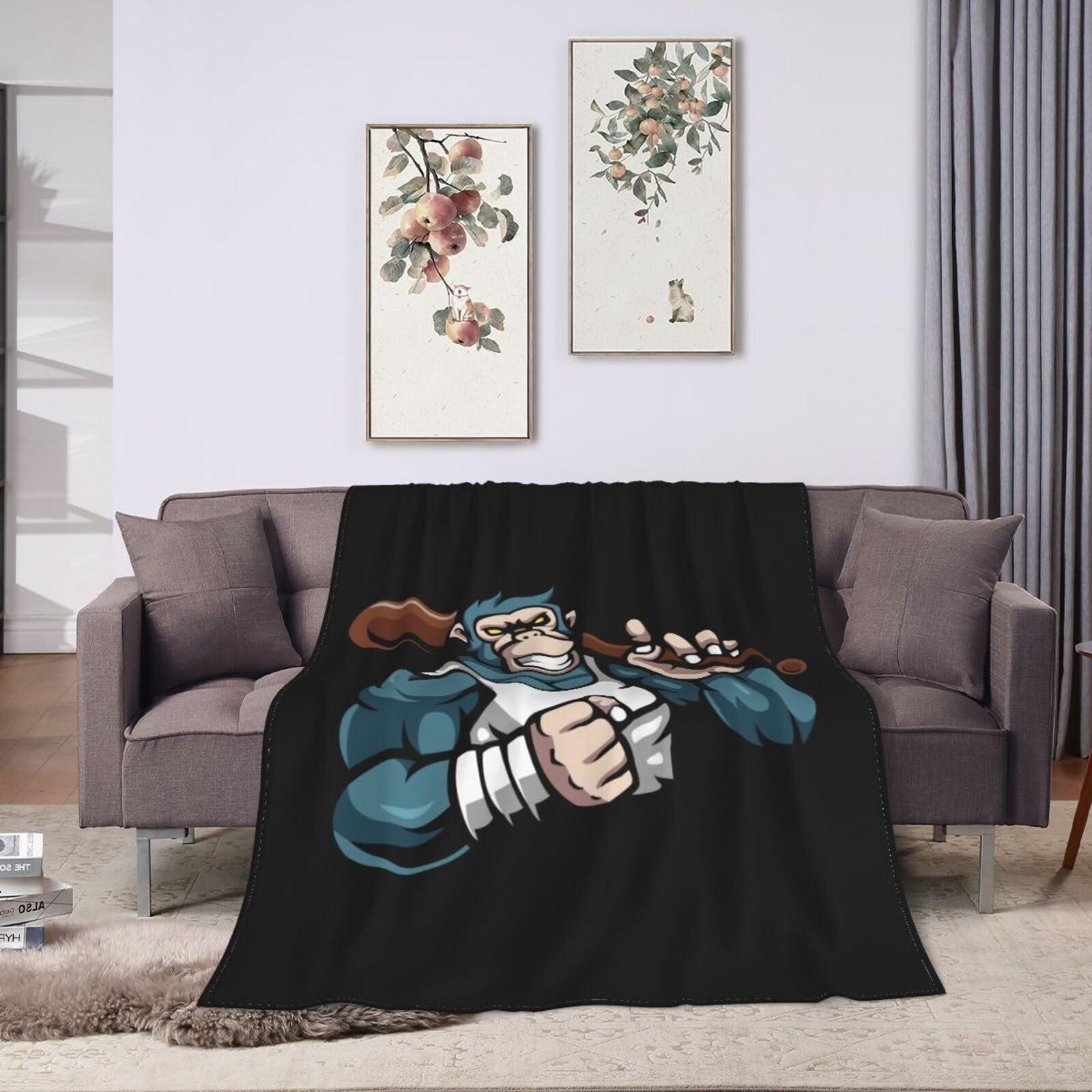 LIFANGMI Overbearing Monkey with Baseball Bat Throw Blanket for Couch Super Soft Cozy Chair Bed Blanket 40\"x30\" Flannel Throw Blankets