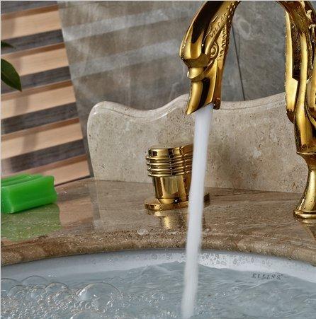 GOWE GOWE Luxury Golden Brass Bathroom Basin Faucet Widespread Vanity Sink Mixer Tap