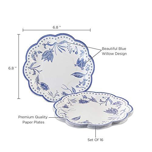 Kate Aspen Kate Aspen Blue Willow 7 in. Decorative Premium Paper Plates (350 GSM weight -Set of 16) - Perfect for Bridal Showers and Weddings