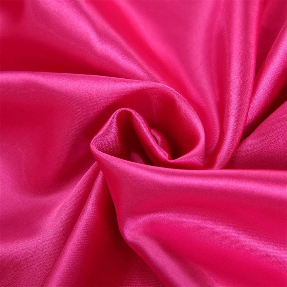 Sona Bedding Solutions Glam Bedding - Luxurious Ultra Soft - Silky Satin 4 Piece Bed Sheet Set - [ Fitted Sheet 19\" deep Pocket + Flat Sheet + 2 Pillowshams ] - Hot Pink, Cal-Queen