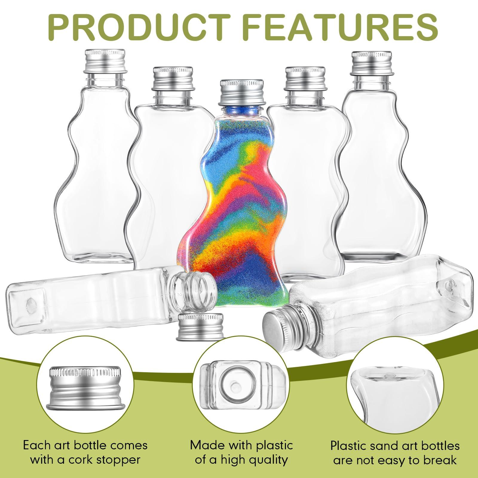 Yaomiao Yaomiao 30 Packs 2.5 oz Plastic Sand Art Bottles with Lids for Kids 3 Style Sand Art Clear Container for Wedding Invitation Fun Craft Supply Boy Girl Decoration(Silver Lid,Aluminum Lid)