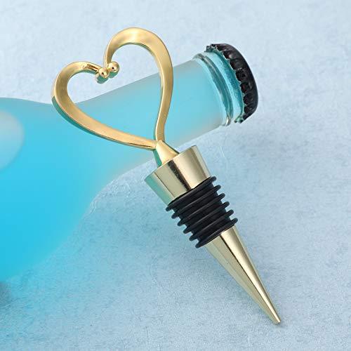 WeddPtyFr 24PCS Wedding Favor for Guests Wine Bottle Stoppers, Beverage Bottle Stoppers, Wedding Gifts for Guests for Party Supply Baby Shower Bridal Shower Favors by WeddParty (Gold Heart, 24)