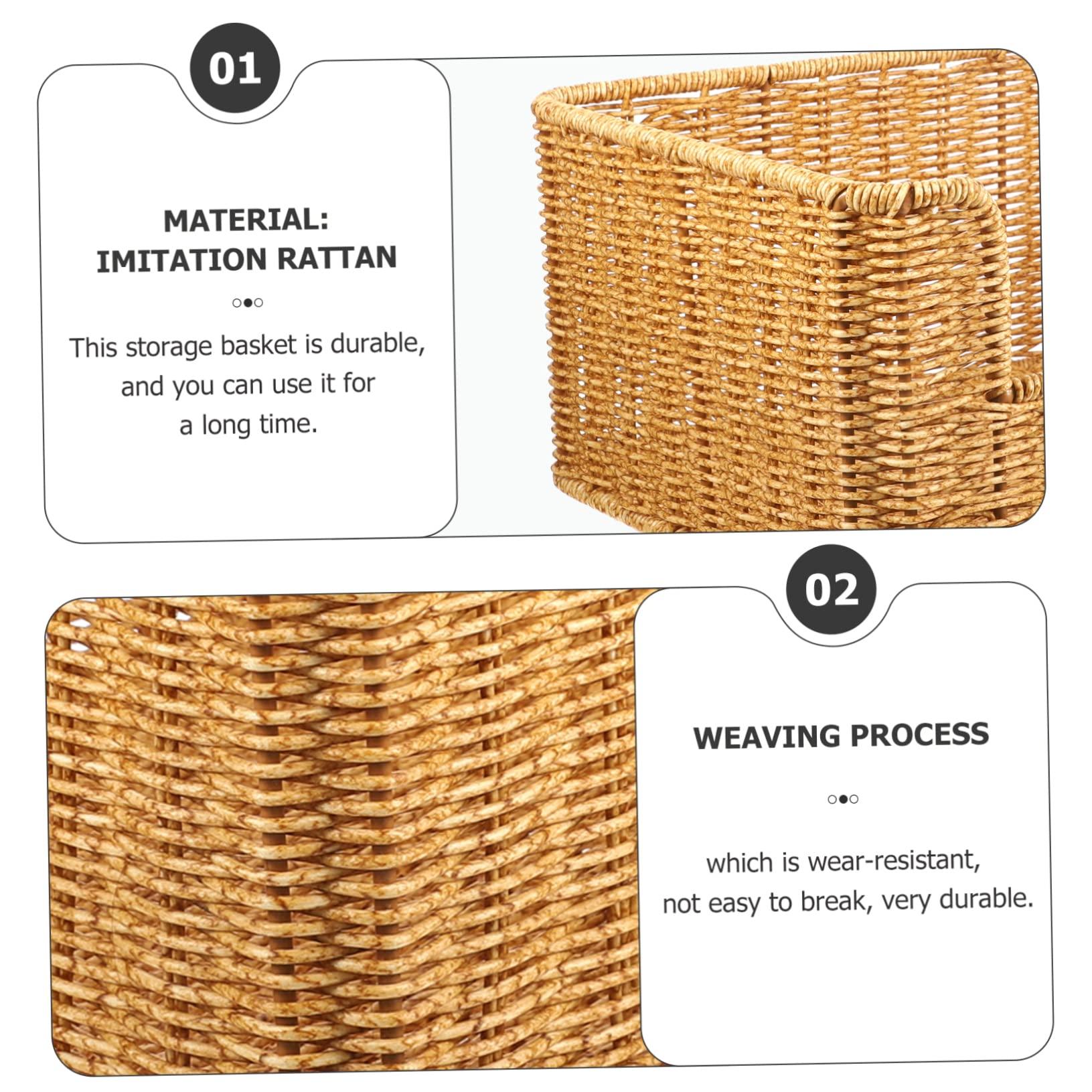 ABOOFAN ABOOFAN Natural Woven Baskets Weaved Basket Wicker Storage Desk Sundry Organizer Storage Basket Woven Book Basket Chic Sundry Basket Sundries Holder Wicker Shelf Basket Imitation Rattan