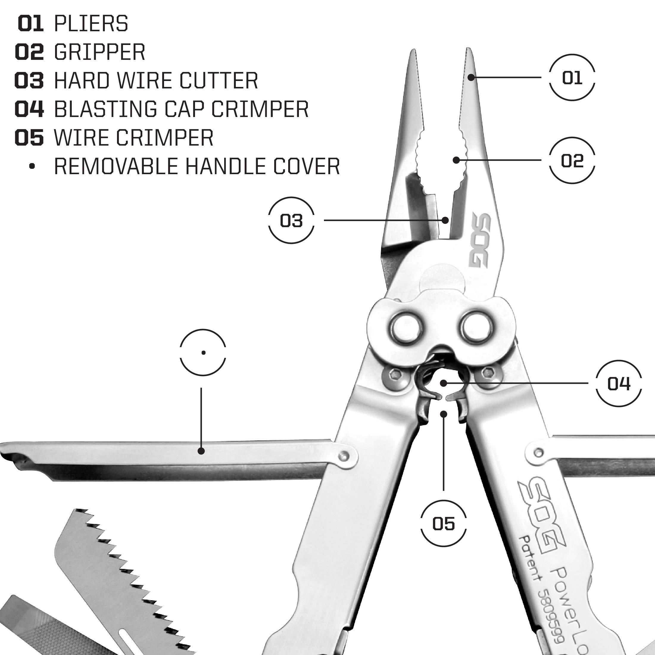 SOG SOG Multitool - Powerlock Heavy Duty Multitool Pliers, Electrician Wire Cutter Multi Tool w/ Ballistic Nylon Multitool Sheath with Clip (S60N-CP)