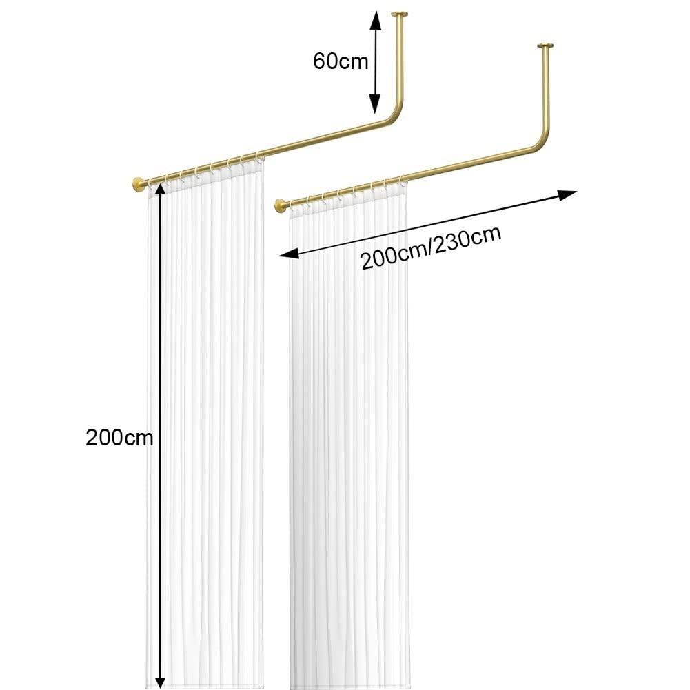 liu san xiao Room Divider Curtain - Privacy Curtain Room Partition Curtain for Living Room/Conference Room/Beauty Salon - Ceiling Boom L-Shaped Metal Curtain Rod (Color : Blue, Size : Rod-230cm)