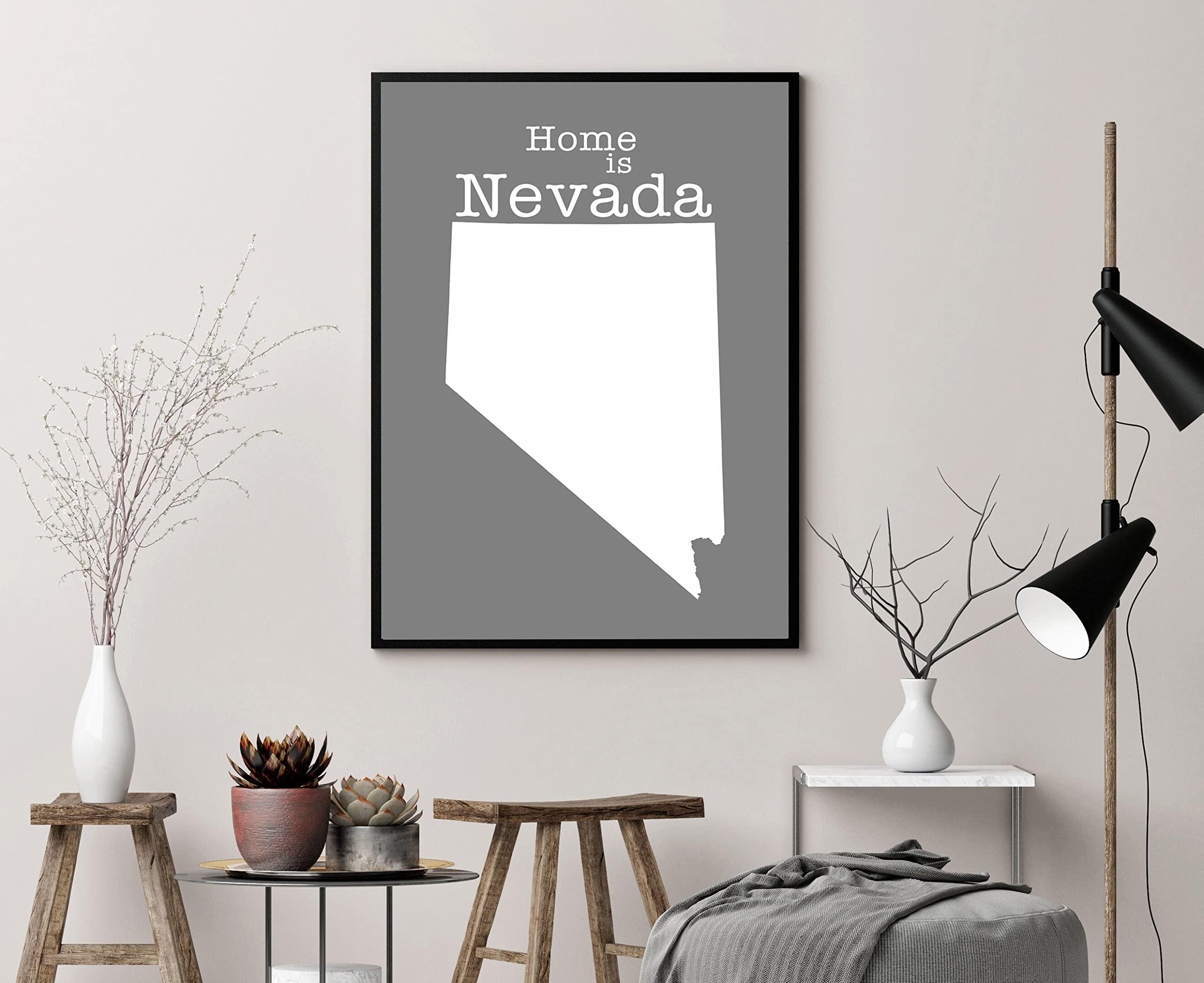 Pera Print Nevada Map Wall Art, Nevada Modern Map Poster Print, City Map Wall Decor, Nevada City Poster, State Poster, Office Room Wall Art, Posters - 18x24