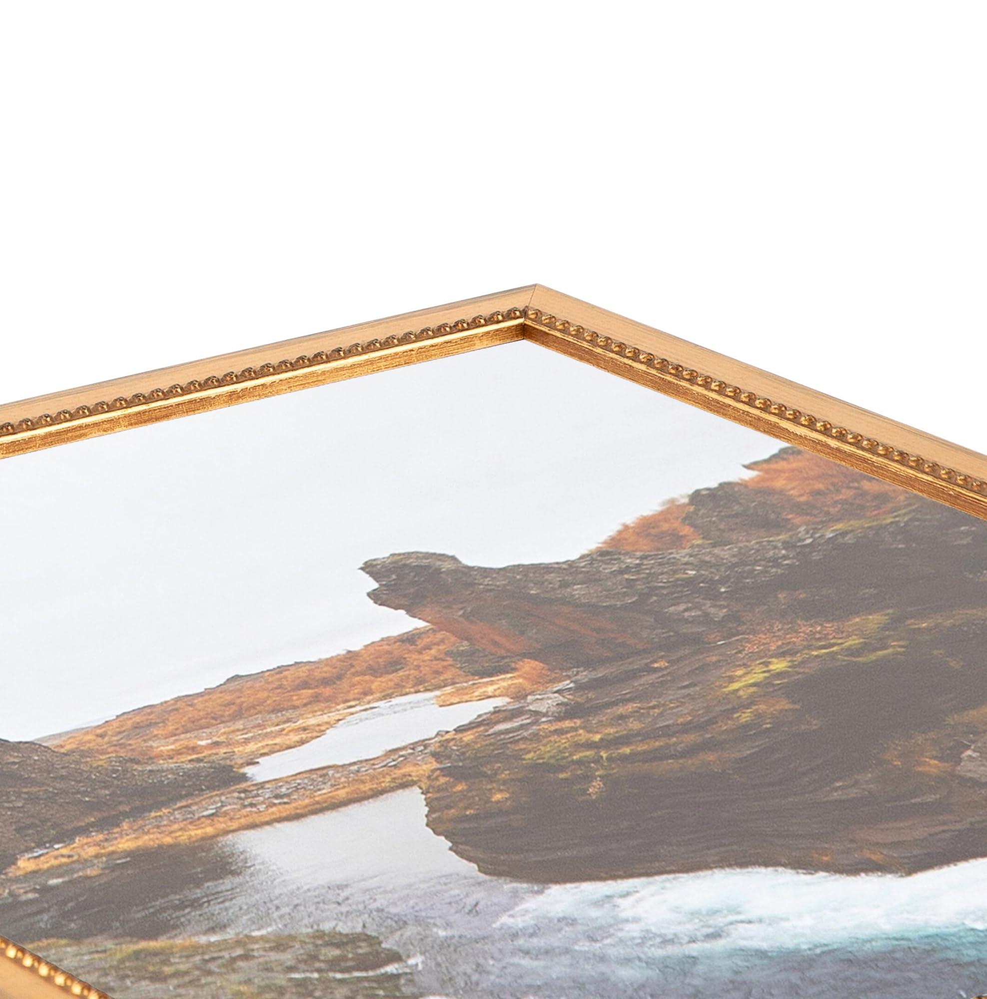 ArtToFrames ArtToFrames 18x23 Inch Gold Picture Frame, This 0.75 Inch Custom Wood Poster Frame is Gold Square with Beads - Comes with Economy Acrylic and Corrugated Backing (2WOMOM84038-18x23)