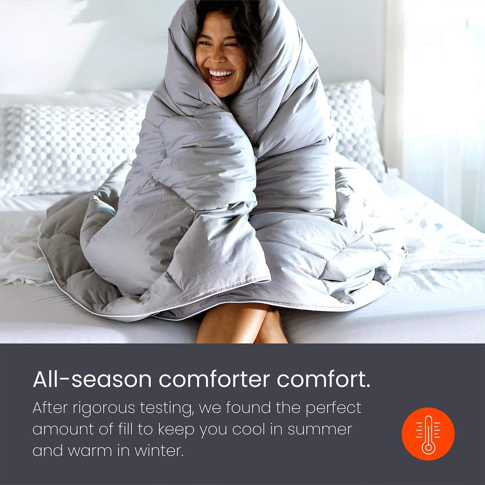 Layla Layla All Season Down Alternative Comforter, (Gray, Twin/Twin XL), 300 Thread Count 100% Cotton Fabric with Corner Loops