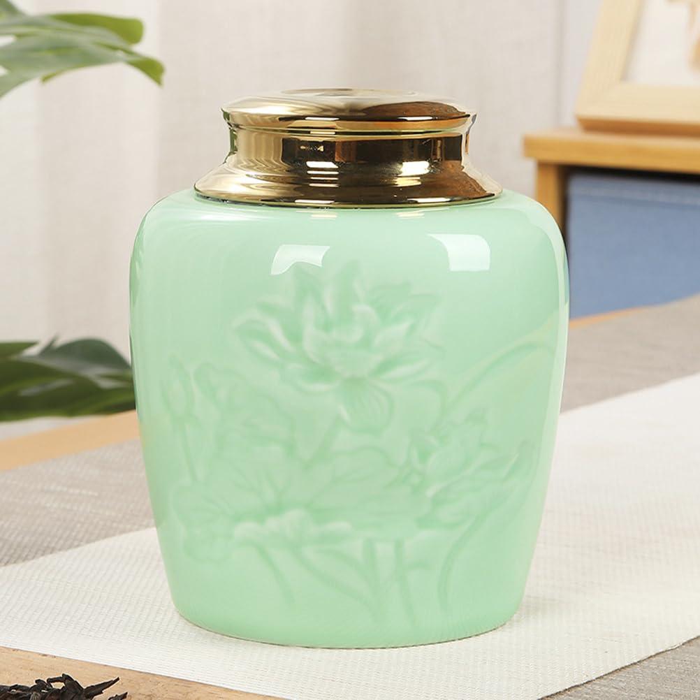 DECHOUS DECHOUS Ceramic Tea Canister Small 24oz Loose Leaf Tea Storage Container Porcelain Tea Canister with Lid for Loose Tea Sealed Ceramic Jar for Home Kitchen Office Tea Coffee Sugar
