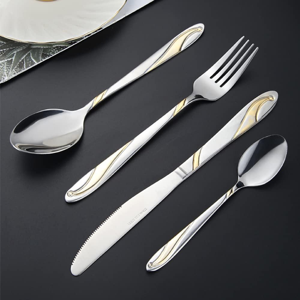 TWEE Gold Silverware Set 24 Piece Cutlery Set for 6 Premium Stainless Steel Flatware Sets Include Teaspoons Knifes Forks and Spoons Home Kitchen Restaurant Hotel Tableware Utensils Set