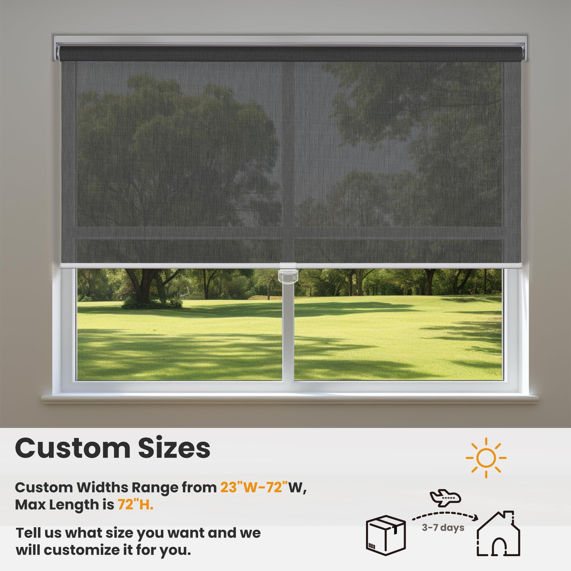 Sulugood Sulugood Light Filtering Roller Shades for Window 5% Openness Cordless Roller Blinds Solar Shades,UV Protection Fabric,Easy Installation Shades for Home, Hotel, Office,Black.54 W x 36" H