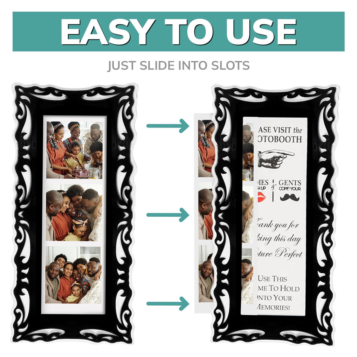 pbf PHOTO BOOTH FRAMES pbf Magnetic Photo Booth Frames for 2x6 Photo Strips | Magnetic Picture Frames for Refrigerator | Fridge Picture Frame Magnets | Magnetic Photo Holders for Locker, Photo Board (Black, 24-Pack)