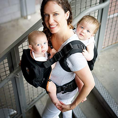 TwinGo TwinGo Original Baby Carrier (Black, Blue & Orange) - Fully Adjustable Tandem Carrier and Separates into 2 Single Carriers for Men, Woman, Twins and Babies 10-45 lbs