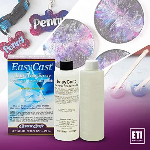 ETI Environmental Technology EasyCast Crystal Clear Casting Epoxy Mix (2-Part Kit) For Coating of Small Arts & Crafts, Wood, Jewelry Making | Low Odor & Solvent Free | 8 oz Resin + 8oz Hardener (16 ounce)