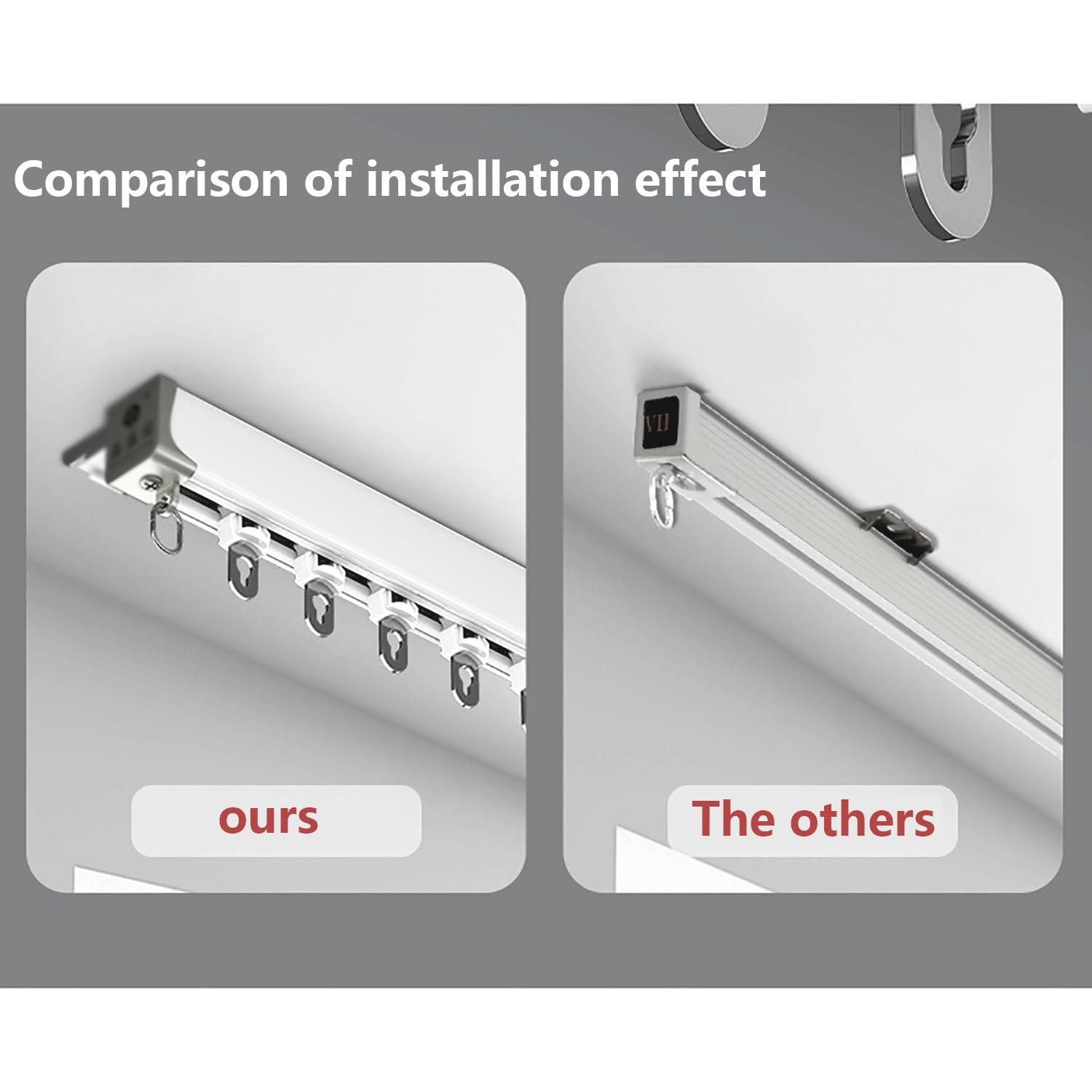 Bcofo Ceiling Curtain Track Set Black Wall Mount Curtain Rail Track System with Roller Hooks and Hardware Room Divider Curtain Rod or Wall with Rolling Hooks(White,2.2m(7.2ft))