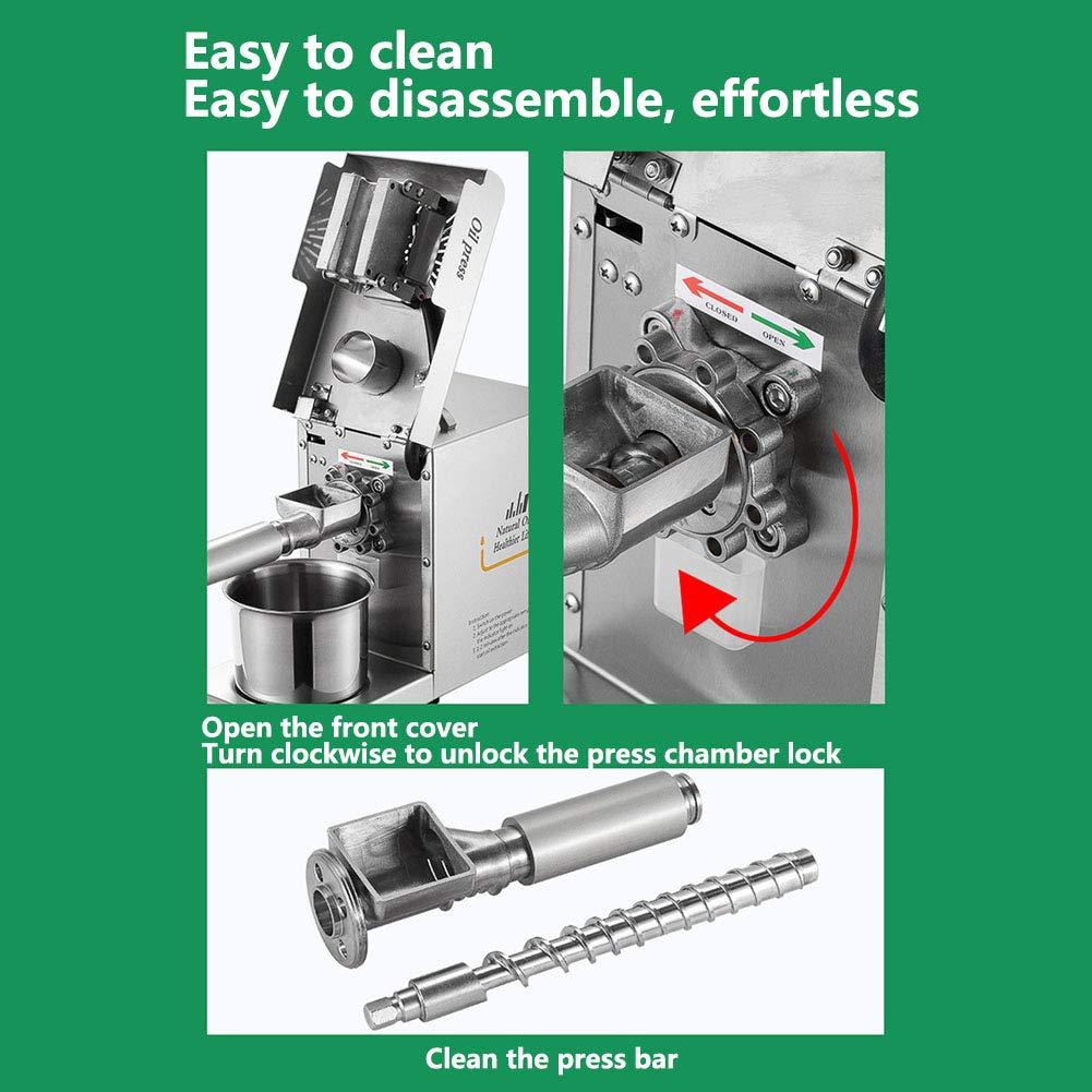 GagalU 635W Commercial Oil Press Machine Hot/Cold Oil Press Extractor Automatic Constant Thermostat with 0 -300 Stainless Steel Oil Press Expeller for Olive Coconut Canola Sesame Peanut Grinder