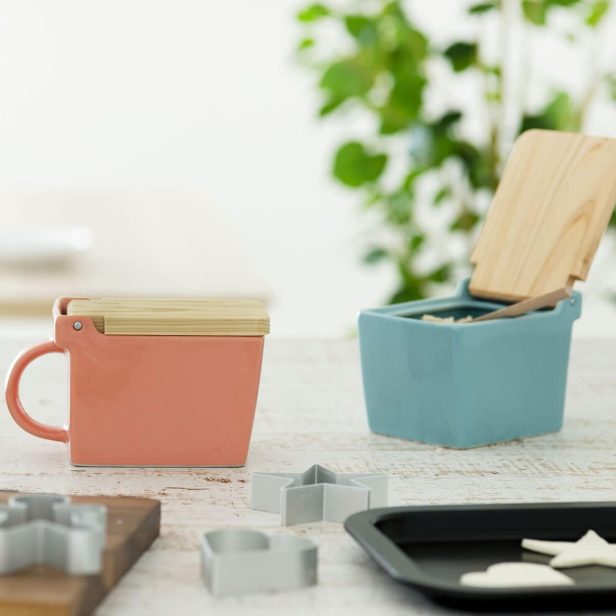 ZERO JAPAN() Zero Japan Bee House Premium Salt Box with Hinoki Lid - Container for Sea Salt, and Spices - Elegant Cellar for Kitchen Countertop - Ice Blue, 16 oz