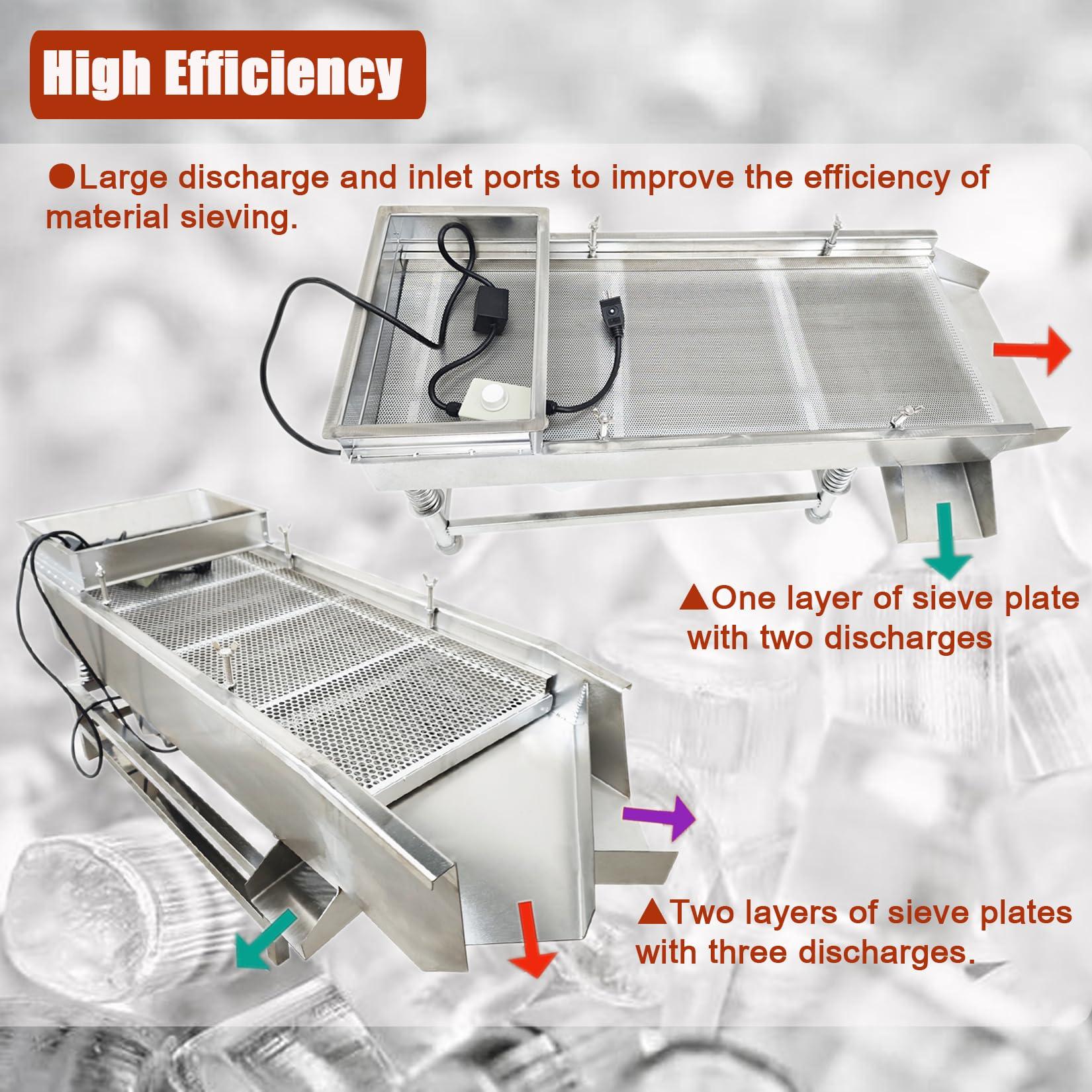 HayWHNKN HayWHNKN Electric Vibrating Sifter with 1mm Screen Straight Vibrating Sieve Shaker Stainless Steel Linear Sifter Machine Linear Shaker Single Motor 110v