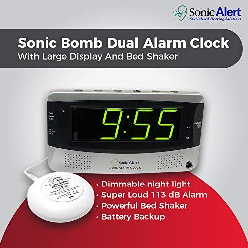 Sonic Alert Sonic Alert 0 Sonic Bomb Extra Dual Alarm Clock with Large Display-SBD375SS, Silver