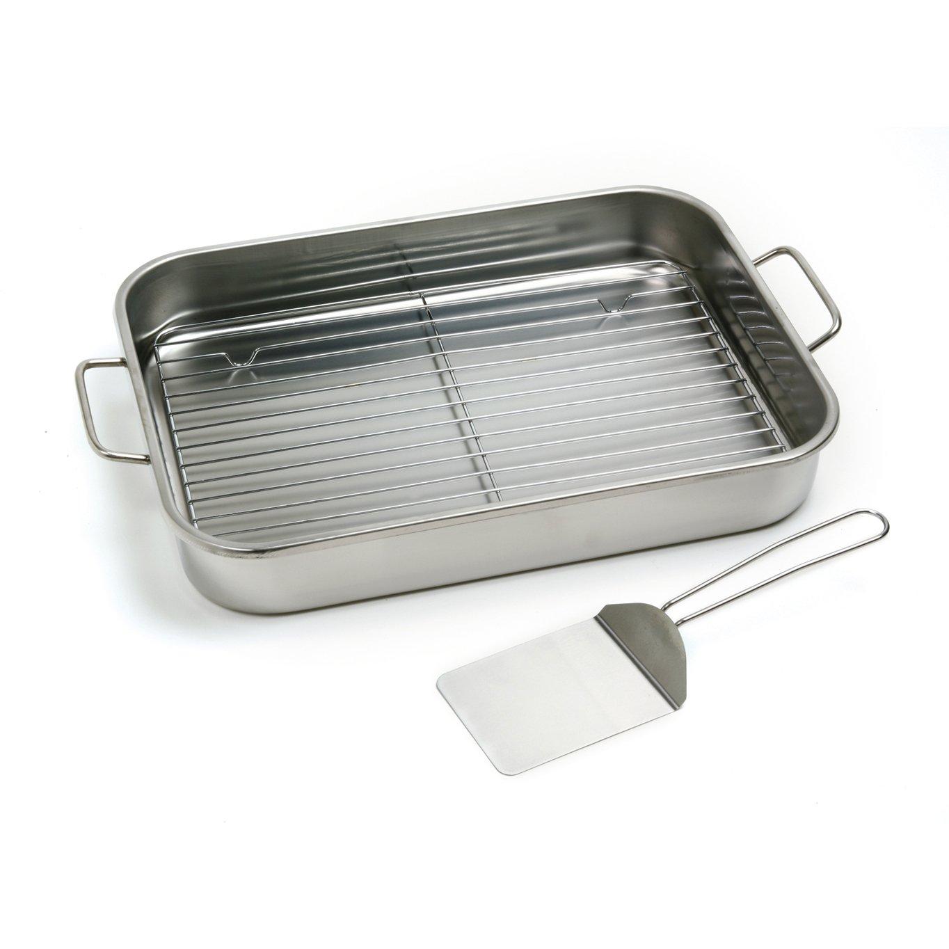 Norpro Norpro 12 by 16 Inch Stainless Steel Roast Lasagna Pan, 16 IN, Gray