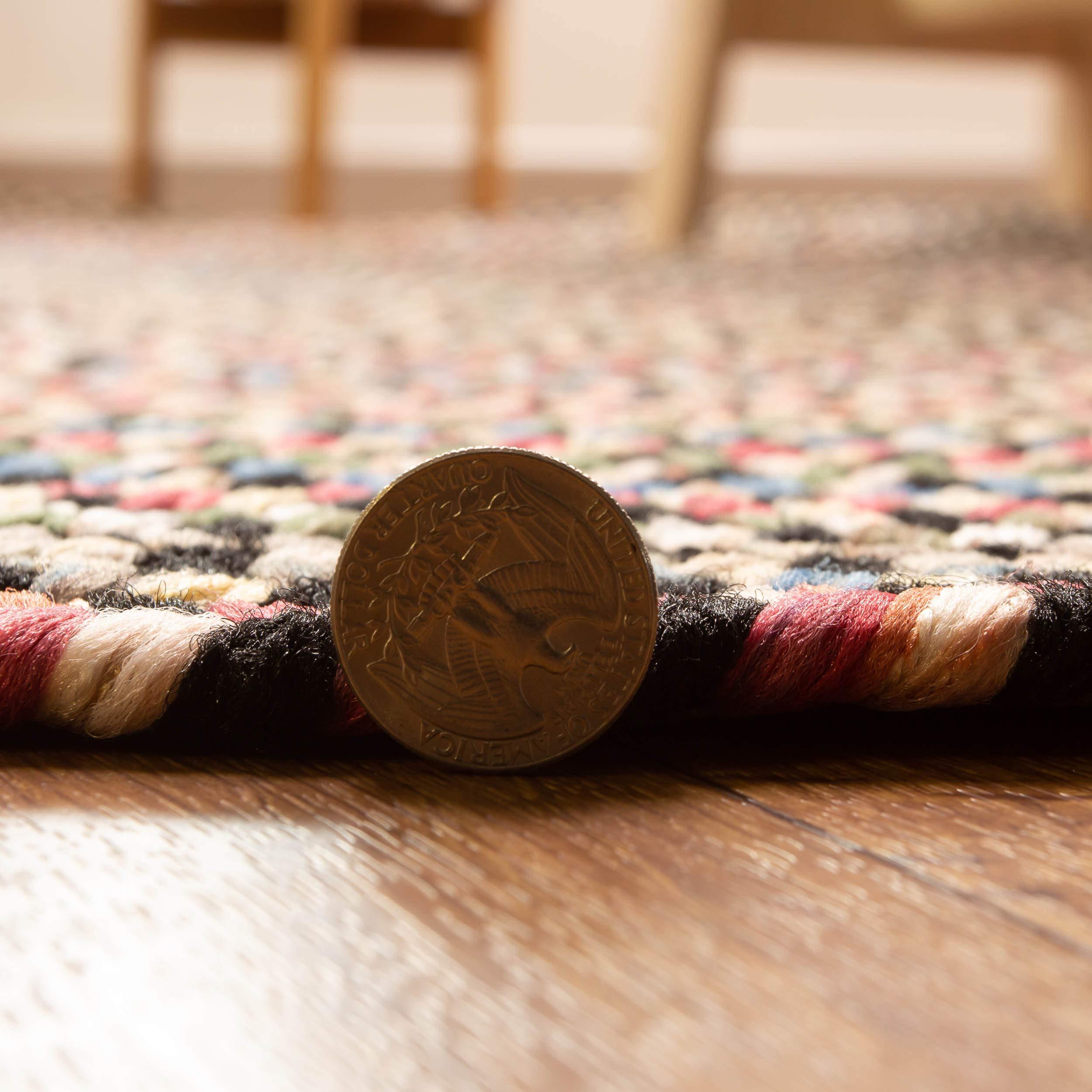 Super Area Rugs Super Area Rugs Roxbury American Made Braided Rug for Indoor Outdoor Spaces, Charcoal/Natural Multi, 3' X 5' Oval