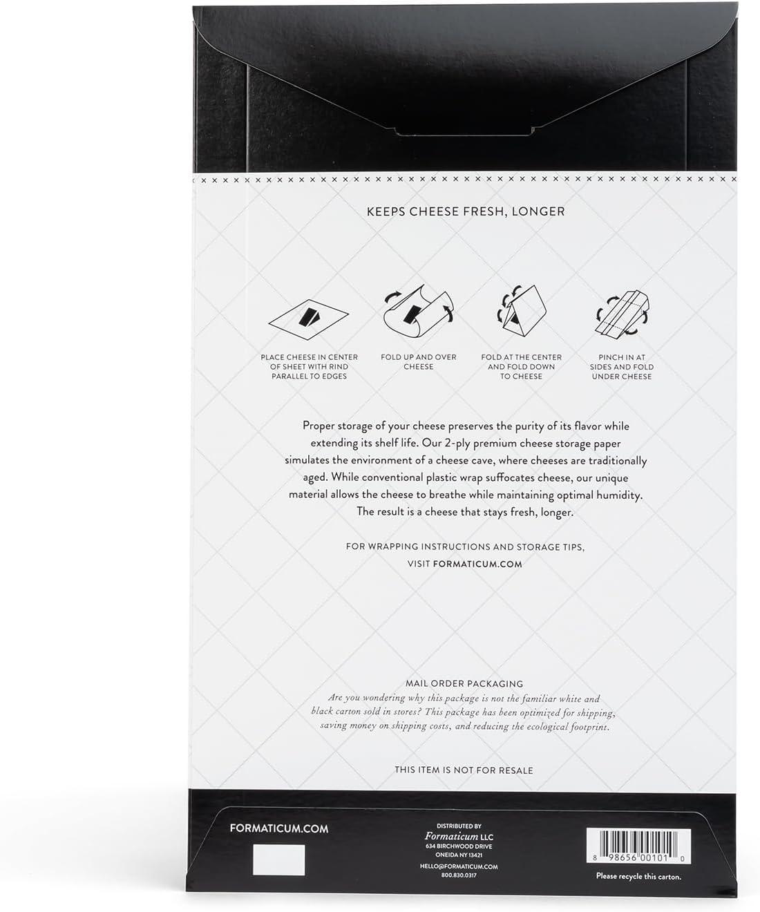 Formaticum Formaticum Cheese Storage Wax Coated Paper - Porous Wax Sheets From France - Keep Cheese or Charcuterie Fresh - Professional Grade Cheese Paper for Wrapping Cheese - 11 x 14 (15 Sheets with Labels)