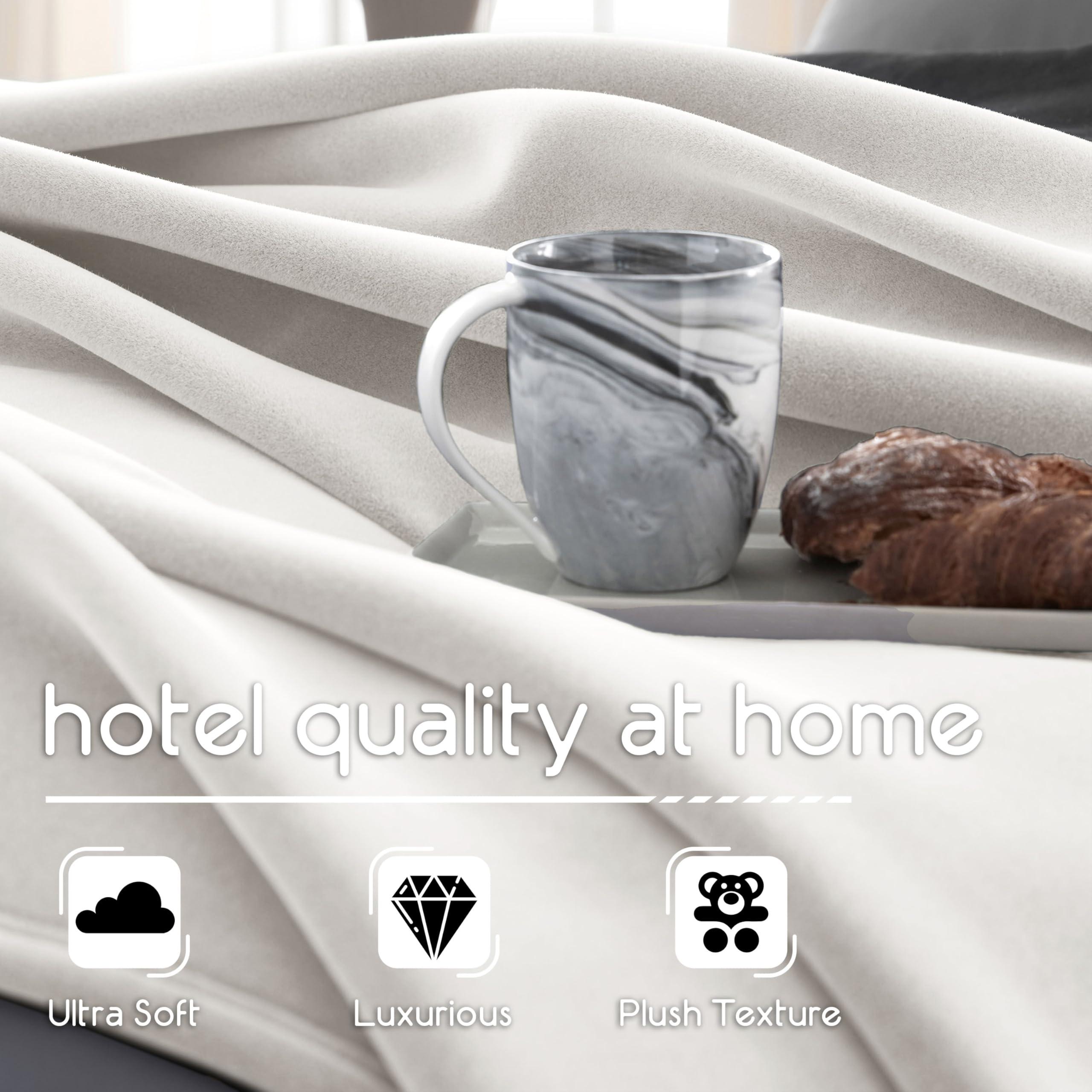 Vellux Vellux Queen Size Blanket - All Season Luxury Warm Micro plush Lightweight Thermal Fleece Blankets - Perfect For Couch Bed Sofa - Breathable Bed Blankets Queen Size - Hotel Quality (90x90 Inch, Ivory)