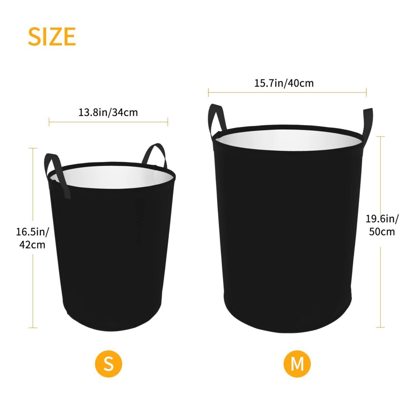 EdNeY Black Laundry Hamper with Durable Handle Waterproof Foldable Laundry Basket Round Dirty Clothes Organizer Storage Basket for Home Bathroom Office Nursery